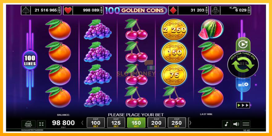 Máquina de jogos 100 Golden Coins - chance de ganhar dinheiro, foto 2