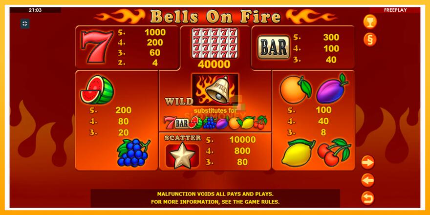 Máquina de jogos Bells on Fire - chance de ganhar dinheiro, foto 8