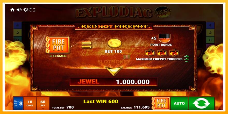 Máquina de jogos Explodiac Red Hot Firepot - chance de ganhar dinheiro, foto 6