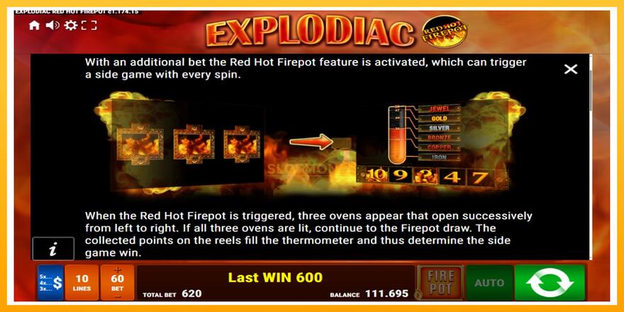 Máquina de jogos Explodiac Red Hot Firepot - chance de ganhar dinheiro, foto 7