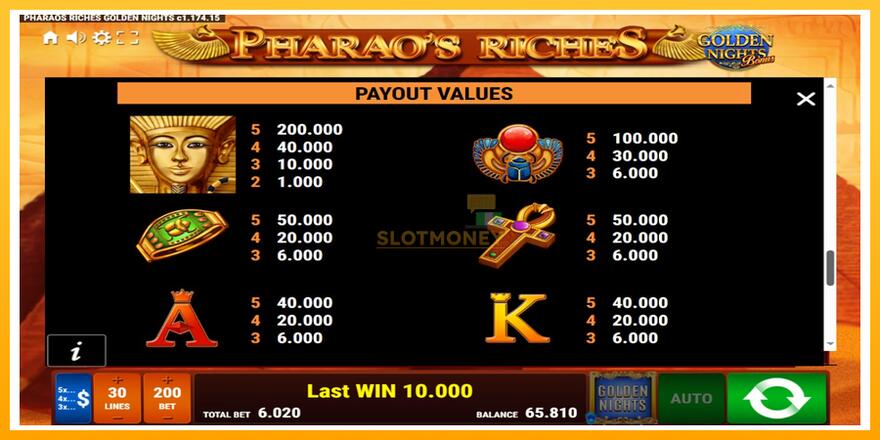 Máquina de jogos Pharaos Riches Golden Nights - chance de ganhar dinheiro, foto 6