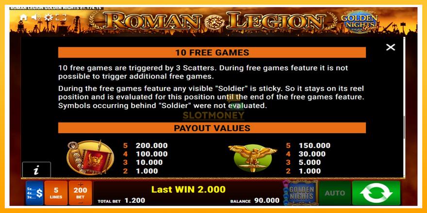 Máquina de jogos Roman Legion Golden Nights - chance de ganhar dinheiro, foto 7