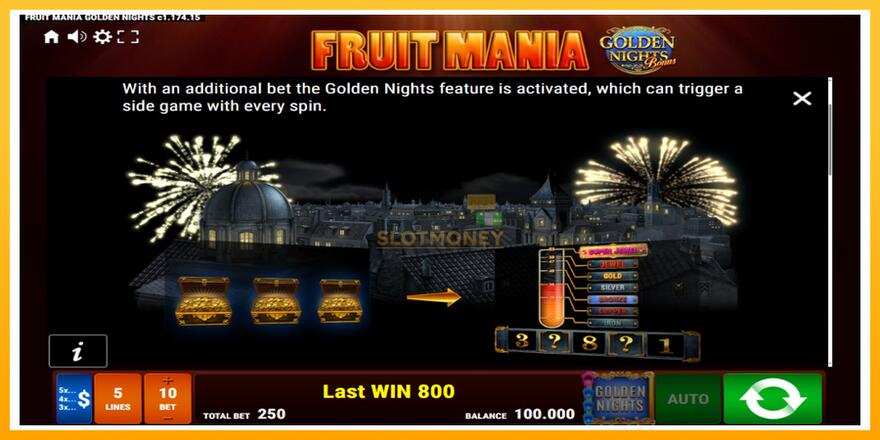 Máquina de jogos Fruit Mania Golden Nights - chance de ganhar dinheiro, foto 5