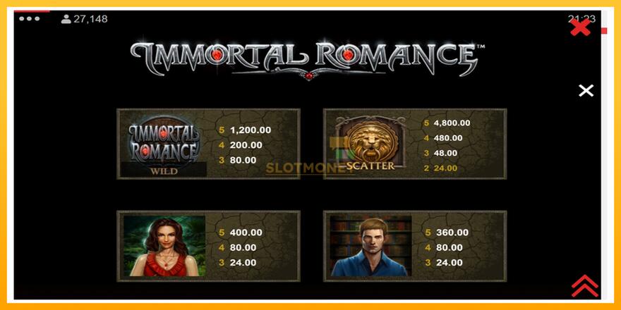 Máquina de jogos Immortal Romance - chance de ganhar dinheiro, foto 6