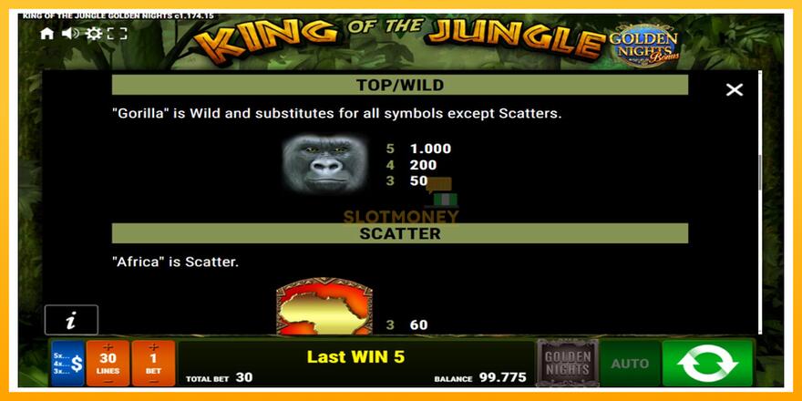 Máquina de jogos King of the Jungle Golden Nights - chance de ganhar dinheiro, foto 5