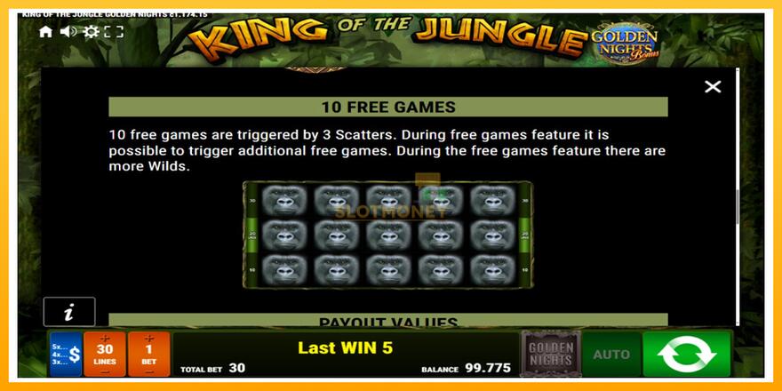 Máquina de jogos King of the Jungle Golden Nights - chance de ganhar dinheiro, foto 6