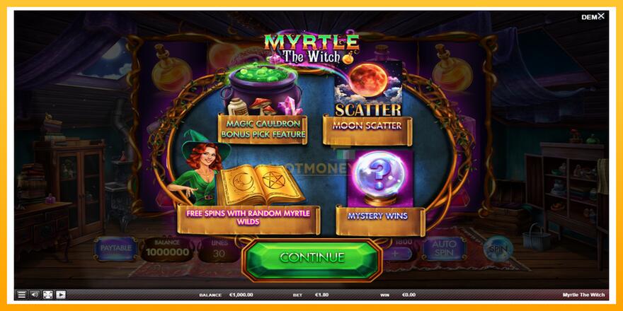 Máquina de jogos Myrtle the Witch - chance de ganhar dinheiro, foto 1