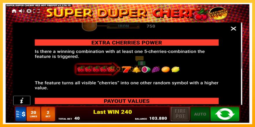 Máquina de jogos Super Duper Cherry Red Hot Firepot - chance de ganhar dinheiro, foto 5