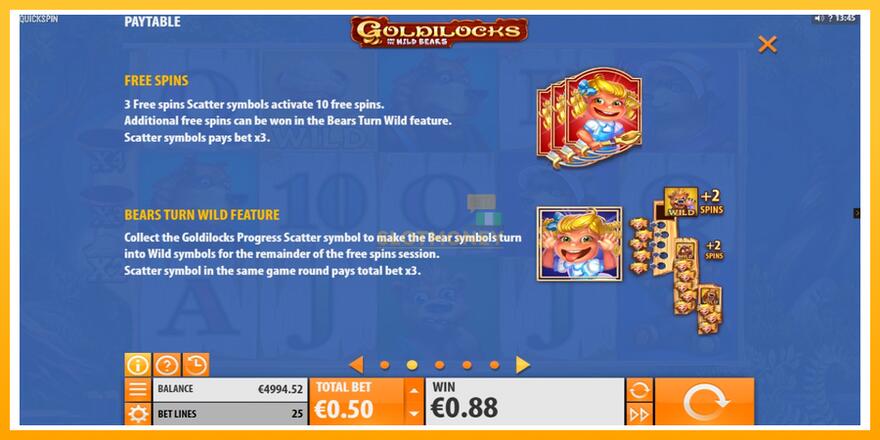 Máquina de jogos Goldilocks and the Wild Bears - chance de ganhar dinheiro, foto 5