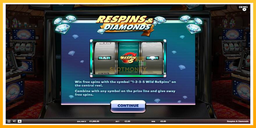 Máquina de jogos Respins Diamonds - chance de ganhar dinheiro, foto 1