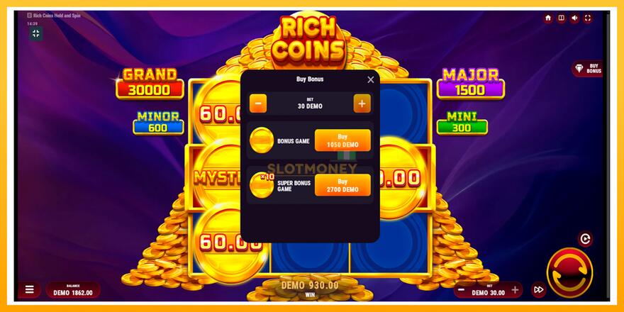 Máquina de jogos Rich Coins Hold and Spin - chance de ganhar dinheiro, foto 7