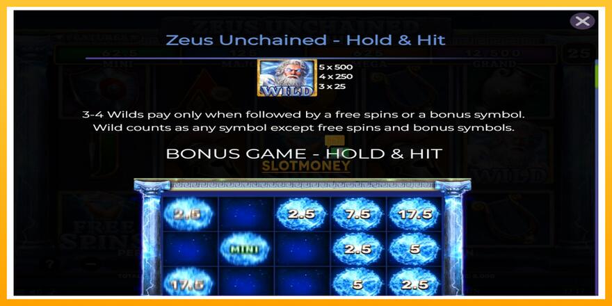 Máquina de jogos Zeus Unchained - Hold & Hit - chance de ganhar dinheiro, foto 4