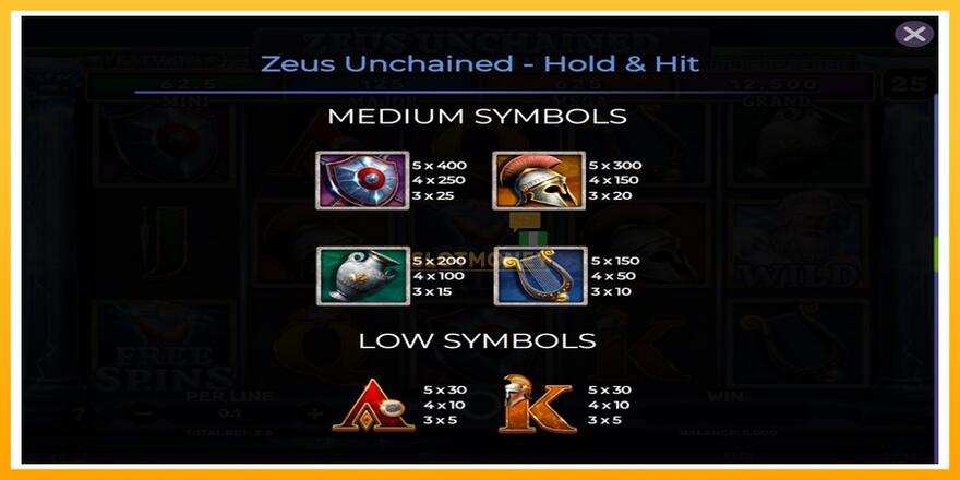 Máquina de jogos Zeus Unchained - Hold & Hit - chance de ganhar dinheiro, foto 6