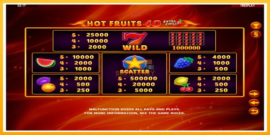 Máquina de jogos Hot Fruits 40 Extra Chillis - chance de ganhar dinheiro, foto 4