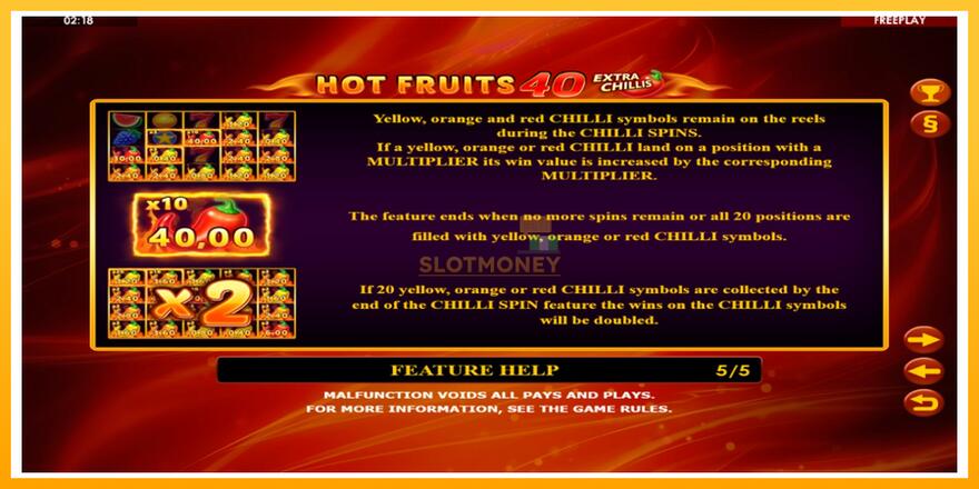 Máquina de jogos Hot Fruits 40 Extra Chillis - chance de ganhar dinheiro, foto 6