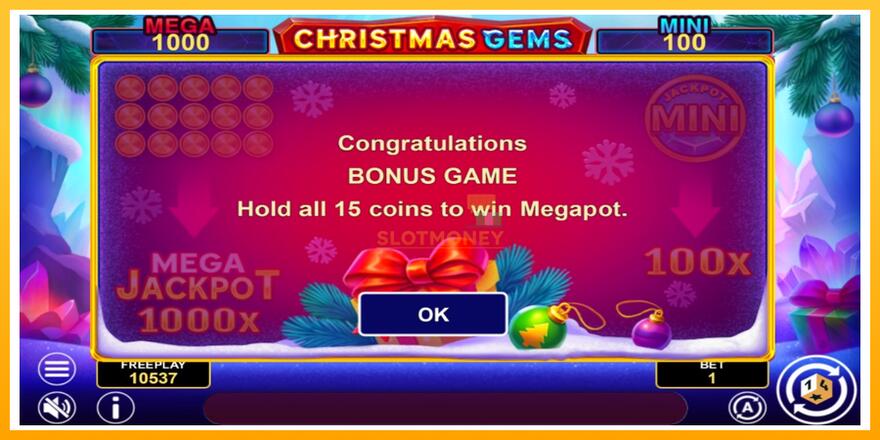 Máquina de jogos Christmas Gems Hold & Win - chance de ganhar dinheiro, foto 6