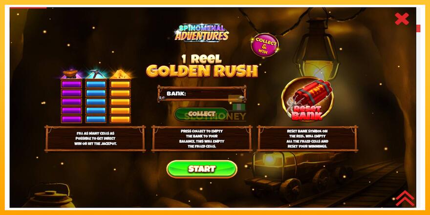 Máquina de jogos 1 Reel Golden Rush - chance de ganhar dinheiro, foto 1