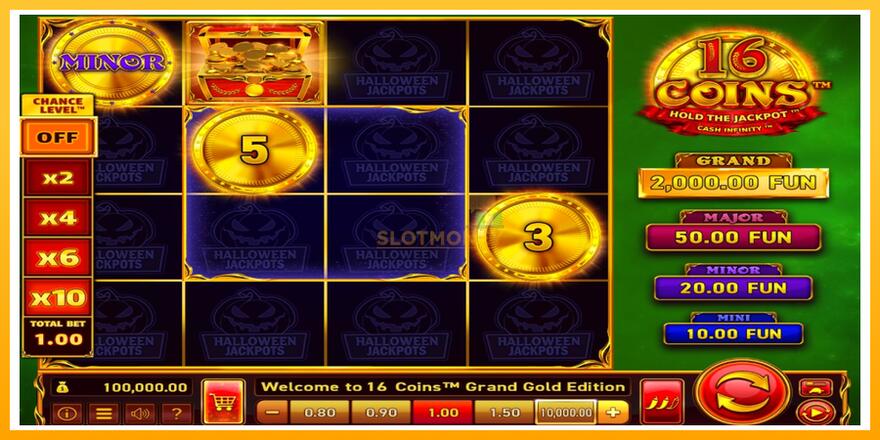 Máquina de jogos 16 Coins Grand Gold Edition Halloween Jackpots - chance de ganhar dinheiro, foto 1