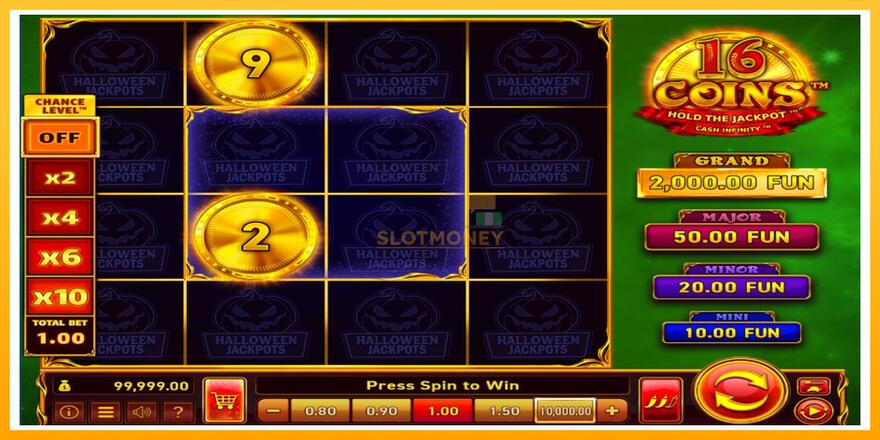 Máquina de jogos 16 Coins Grand Gold Edition Halloween Jackpots - chance de ganhar dinheiro, foto 2