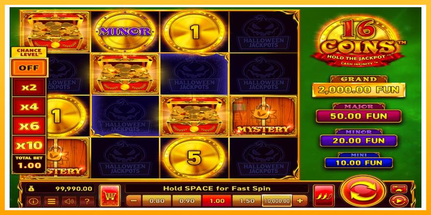 Máquina de jogos 16 Coins Grand Gold Edition Halloween Jackpots - chance de ganhar dinheiro, foto 3