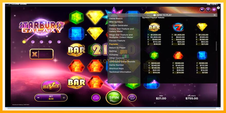 Máquina de jogos Starburst Galaxy - chance de ganhar dinheiro, foto 6