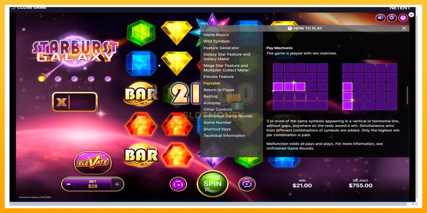 Máquina de jogos Starburst Galaxy - chance de ganhar dinheiro, foto 7