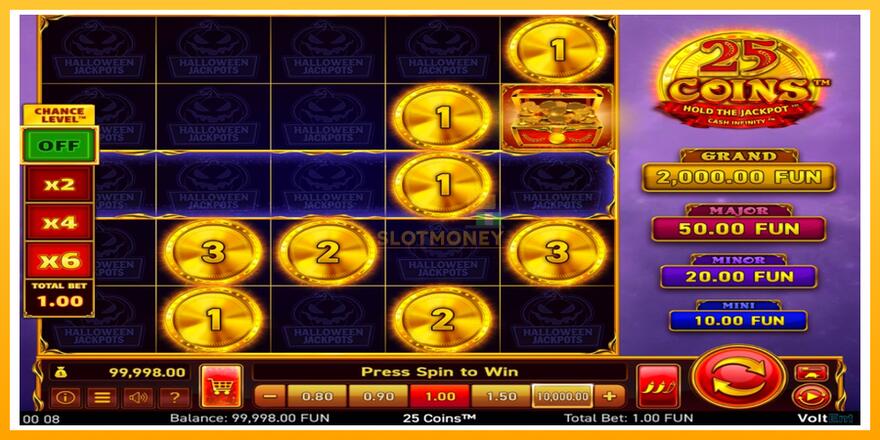 Máquina de jogos 25 Coins Halloween Jackpots - chance de ganhar dinheiro, foto 2