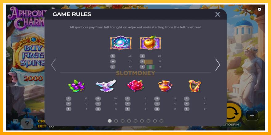 Máquina de jogos Aphrodites Charm - chance de ganhar dinheiro, foto 5