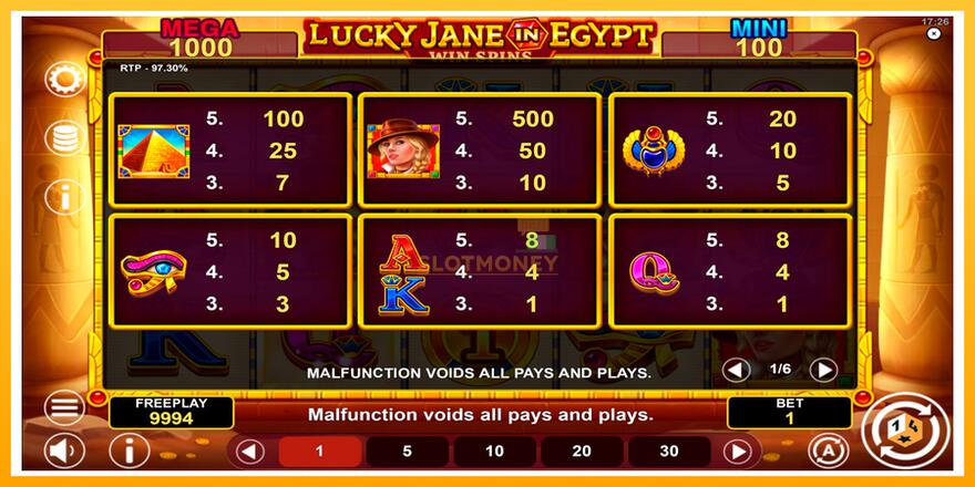 Máquina de jogos Lucky Jane in Egypt Win Spins - chance de ganhar dinheiro, foto 6