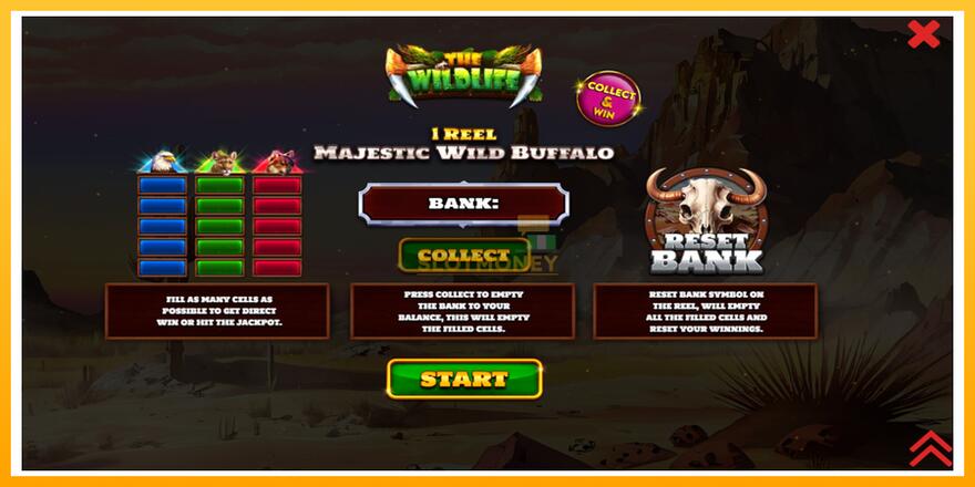 Máquina de jogos 1 Reel Majestic Wild Buffalo - chance de ganhar dinheiro, foto 1