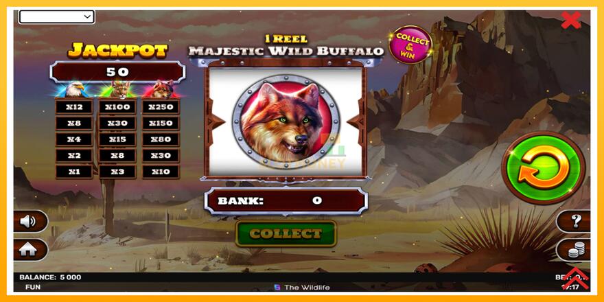 Máquina de jogos 1 Reel Majestic Wild Buffalo - chance de ganhar dinheiro, foto 2