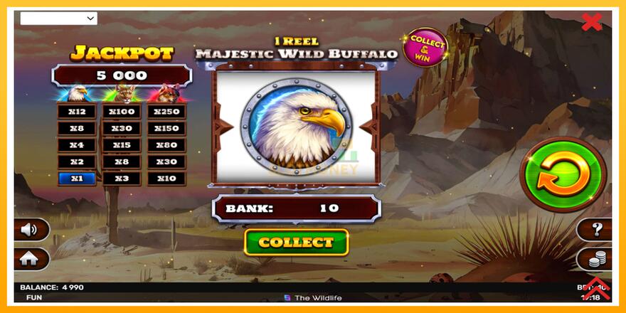 Máquina de jogos 1 Reel Majestic Wild Buffalo - chance de ganhar dinheiro, foto 3