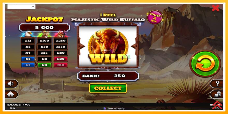 Máquina de jogos 1 Reel Majestic Wild Buffalo - chance de ganhar dinheiro, foto 4