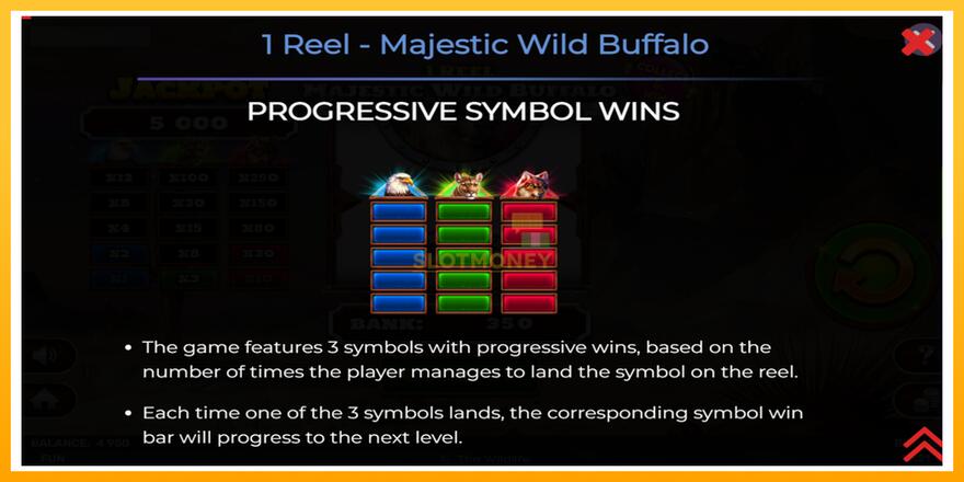 Máquina de jogos 1 Reel Majestic Wild Buffalo - chance de ganhar dinheiro, foto 5