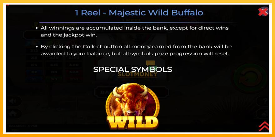 Máquina de jogos 1 Reel Majestic Wild Buffalo - chance de ganhar dinheiro, foto 6