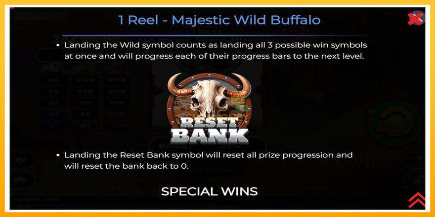 Máquina de jogos 1 Reel Majestic Wild Buffalo - chance de ganhar dinheiro, foto 7