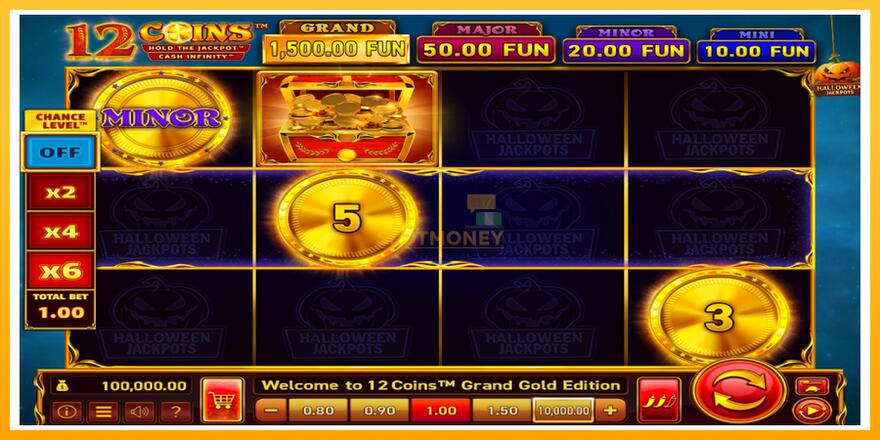 Máquina de jogos 12 Coins Grand Gold Edition Halloween Jackpots - chance de ganhar dinheiro, foto 1