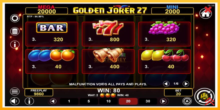 Máquina de jogos Golden Joker 27 Hold & Win - chance de ganhar dinheiro, foto 5