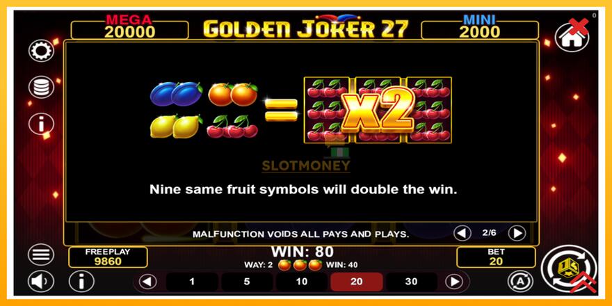 Máquina de jogos Golden Joker 27 Hold & Win - chance de ganhar dinheiro, foto 6