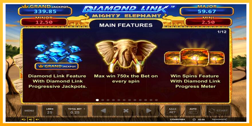 Máquina de jogos Diamond Link: Mighty Elephant - chance de ganhar dinheiro, foto 3