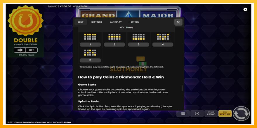 Máquina de jogos Coins & Diamonds: Hold and Win - chance de ganhar dinheiro, foto 7