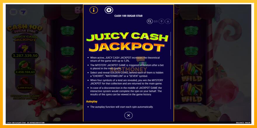 Máquina de jogos Cash 100 Sugar Star - chance de ganhar dinheiro, foto 5