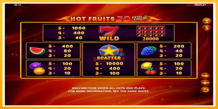 Máquina de jogos Hot Fruits 20 Extra Chillis - chance de ganhar dinheiro, foto 4