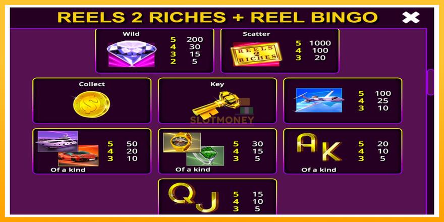 Máquina de jogos Reels 2 Riches with Reel Bingo - chance de ganhar dinheiro, foto 6