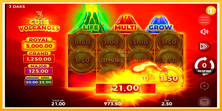 Máquina de jogos 3 Coin Volcanoes - chance de ganhar dinheiro, foto 5