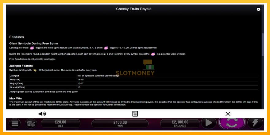 Máquina de jogos Cheeky Fruits 6 Royale - chance de ganhar dinheiro, foto 6