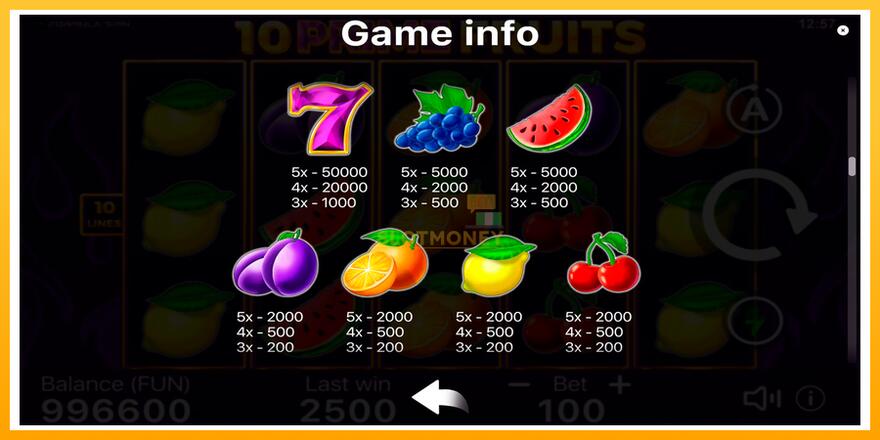 Máquina de jogos 10 Prime Fruits - chance de ganhar dinheiro, foto 6