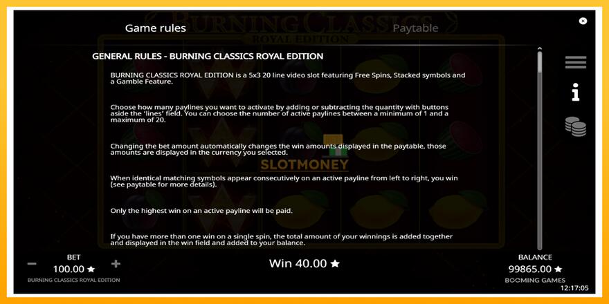 Máquina de jogos Burning Classics Royal Edition - chance de ganhar dinheiro, foto 6