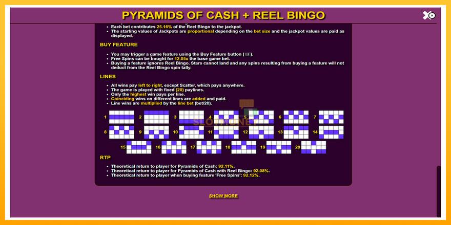 Máquina de jogos Pyramids of Cash with Reel Bingo - chance de ganhar dinheiro, foto 6