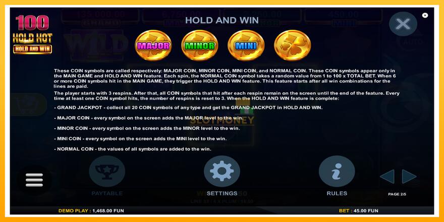 Máquina de jogos 100 Hold Hot Hold and Win - chance de ganhar dinheiro, foto 6